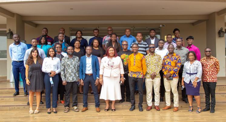 Photo: Participants, trainers and key speakers gather for a workshop on using beneficial ownership data in Ghana. Source: Ghana EITI