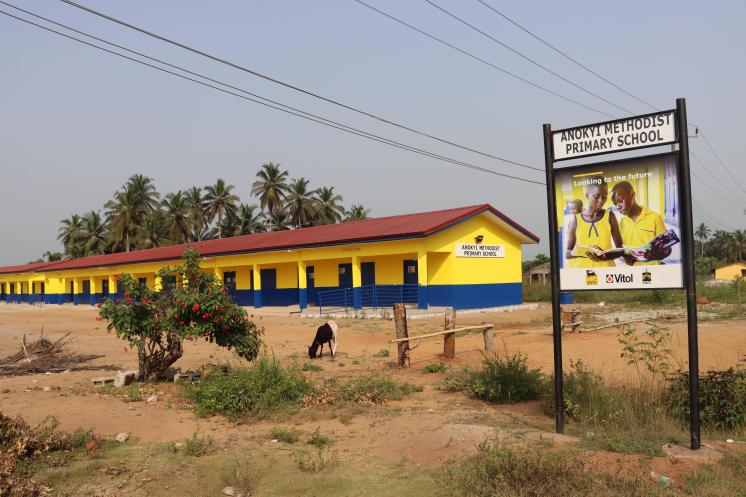 The new Anokyi Methodist primary school funded by gas companies (ENI and Vitol) in 2022.