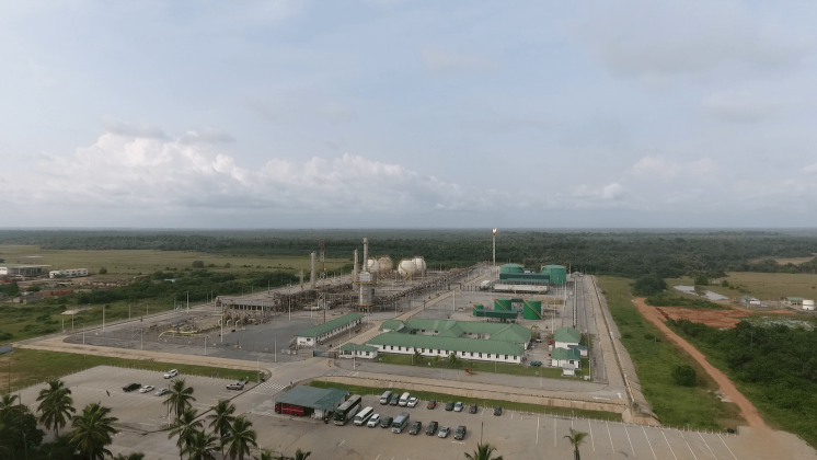 Aerial photograph of the Atuabo gas processing plant.  